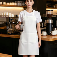 Tablier blanc vierge en polyester lavable avec logo personnalisé, 1 grande poche et sangle de cou réglable pour la cuisine, la pâtisserie, les cafés et les restaurants