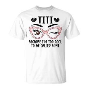 Camiseta Titi Aunt de manga corta con cuello redondo y estampado digital, ropa informal para mujer, reuniones familiares, fiesta - Product Image 1