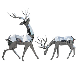 Grand jardin moderne en métal de taille réelle en acier inoxydable pour extérieur Science-<span class=keywords><strong>fiction</strong></span> une sculpture d'un cerf Sika - Product Image 1