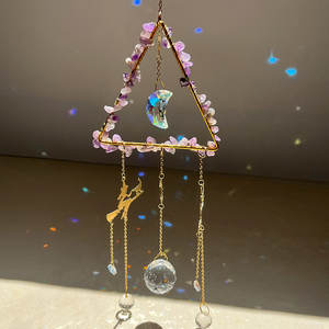 Attrapeur de soleil en cristal de lune fée sorcière à cheval sur balai magique boule de cristal fenêtre prisme <span class=keywords><strong>améthyste</strong></span> attrape-soleil maison décoration suspendue - Product Image 2