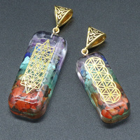 Collier pendentif en orgonite, cristal naturel rectangulaire, résine, pierre colorée, chakra, yoga, guérison, vente en gros