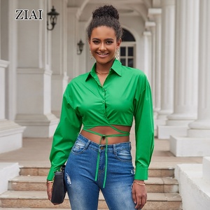 Camicia di moda Casual urbana monopetto con cinturino in tinta unita a maniche lunghe - Product Image 5