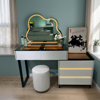 Table de maquillage moderne en bois massif avec rangement et design durable et écologique pour la chambre à coucher