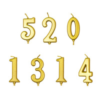 Bougie d'anniversaire sans fumée 'Numéro Doré' en PVC, faite à la main, créative, pour la décoration de la maison, les fêtes et les occasions de Pâques