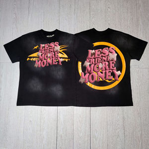 Camiseta de hip hop de algodón puro HELSTAR de alta gama transfronteriza, marca de moda europea y americana Hell Star, transpirable con letras en el cuello. - Product Image 4