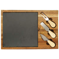 Planches à découper amovibles en acacia, plateau à steak, planche à découper multifonction, ensemble de planches à fromage avec couteaux à manche en bois, ustensiles de cuisine