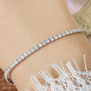Hand Crafted 2mm Round CZ Tennis <b>Bracelet</b> Gold Plated Dainty Stackable Daily Wear <b>Bracelet</b> Bulk Jewelry - Product Image 3