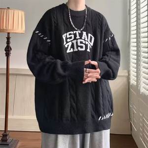Pull ample rétro à lettres pour homme, style streetwear américain, collection automne-hiver, marque tendance, tricot élégant et décontracté - Product Image 1