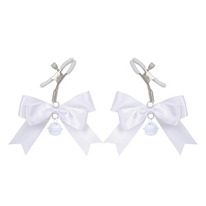 Nipple Clamps <b>Bow</b> Clamp With Ribbon And Bell For Couples Adult Use Black White Pink <b>Red</b> Color Available - Product Image 3