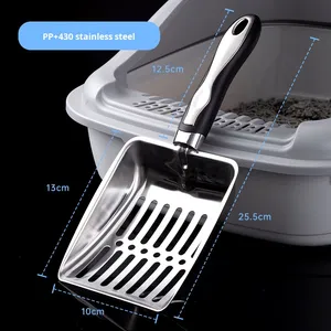 Cuchara para arena para gatos rectangular de acero inoxidable BIKO al por mayor, fácil de limpiar, 200g, desodorante transfronterizo para cajas de arena para gatos - Product Image 6