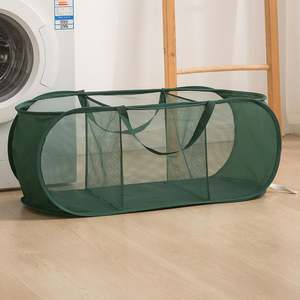 Collapsible <b>Laundry</b> Baskets Three Compartment Mesh Pop up Hamper with Easy Carry Handles - Product Image 1