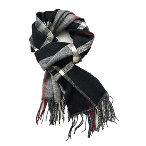 Écharpe à carreaux double face bicolore style preppy, chaude pour l'automne et l'hiver, avec pompons, vente en gros d'usine - Product Image 4