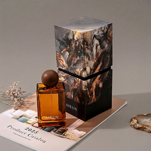 Aikun Luxury Amber Glass Reed <b>Diffuser</b> Gift Set 2 Bottle Aromatherapy Oil Box With Black <b>Sticks</b> For Hotel Home Spa Supply - Product Image 2
