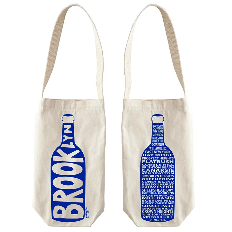 New Product Customized Logo Reusable Cotton Canvas Red Wine Bottle Packaging Wine Gift Bags With Handles