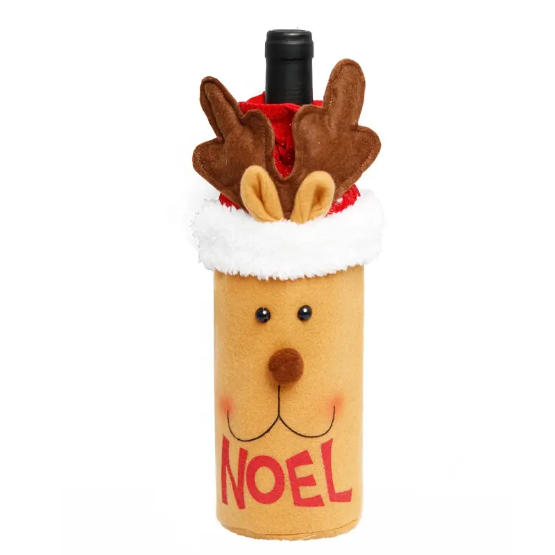 ワインボトルカバーバッグクリスマスワインボトルカバークリスマスかわいいメリークリスマス休日のリボン付きワインボトルカバー
