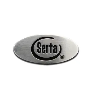 Etiqueta de placa de nombre de metal personalizada con logotipo en relieve de acero inoxidable