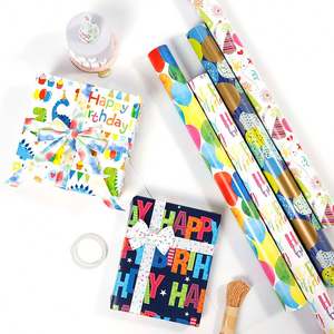 Venta al por mayor de rollos de papel de cumpleaños recubiertos desechables de alta calidad hermoso embalaje rollo de papel de regalo artesanía superior - Product Image 6