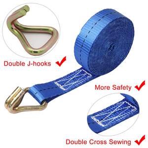 Лидер продаж, 2-дюймовый полиэстеровый удерживающий нагрузку выдвижной Трещоточный ремень с двойным J-образным крючком - Product Image 2