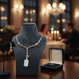 Elegante y Exquisito Juego de Collar de Diamantes con Corte Brillante Redondo, Certificado por IGI, Chapado en Rodio y Oro Rosa de 14K para Mujer, Joyería Premium - Product Image 3