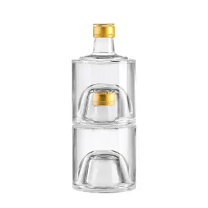 Wholesale 100ml stacked glass vodka bottles can be split and combined Novelty and Innovation advanced glass bottles