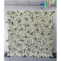 Mur de fleurs artificielles personnalisé pour mariage, 8 pieds x 8 pieds, avec gypsophile, feuilles d'eucalyptus, pivoine et roses blanches, pour décoration murale