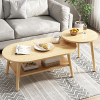 Table basse ovale en bois à 2 niveaux, moderne, durable et mobile, avec rangement, pour salon - Meilleures ventes