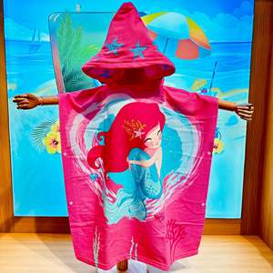 Peignoirs de plage à capuche personnalisés en microfibre à séchage rapide, poncho de bain pour enfants - Product Image 4
