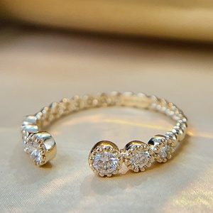 Bague ouverte Xinfly en or massif 18 carats avec diamants naturels et perles, 6 x 0,34 ct, style Milgrain, prête à être expédiée, bijoux fins AU750 - Product Image 4