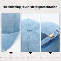 Gorra de Béisbol de Mezclilla para Primavera/Verano, Color Sólido, Casual, Protección Solar, Ajustable, Varios Colores Opcionales