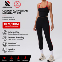 Ensemble de yoga 2 pièces pour femme, été : Crop top dos nageur à fines bretelles et Legging de yoga taille haute à rayures latérales, pour fitness et sport