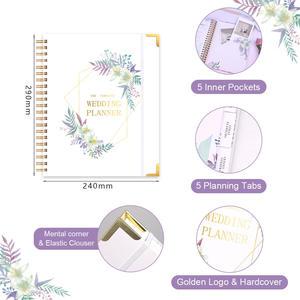 Cuaderno <span class=keywords><strong>de</strong></span> Planificación <span class=keywords><strong>de</strong></span> Bodas A4 Premium con Diseño Floral, Diario <span class=keywords><strong>de</strong></span> Novia, Tapa Dura Espiral, <span class=keywords><strong>Lista</strong></span> <span class=keywords><strong>de</strong></span> <span class=keywords><strong>Invitados</strong></span> con Protector <span class=keywords><strong>de</strong></span> Esquinas Dorado - Product Image 3