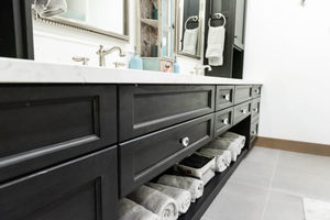 Mueble de Baño Moderno y Ecológico CANA, Montado en la Pared, Precio de Fábrica, Color Gris Carbón, Lavabo Doble con Cajones - Product Image 5