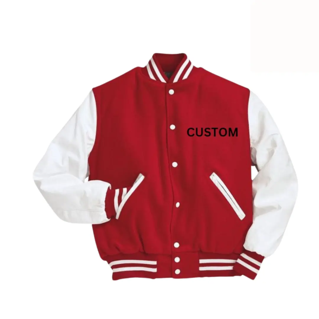 Chaqueta de Jersey de béisbol Varsity de moda de alta calidad para hombres Tamaño de diseño de colores de logotipo OEM de moda