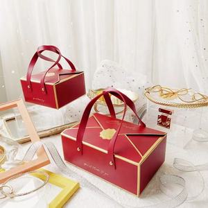 IMEE Luxury Fancy Square rettangolo alto blu floreale maespanine Cupcake Candy biscotto torta cottura sacchetto regalo scatola pieghevole con nastro - Product Image 5