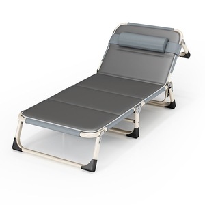 Lit pliant portable, chaise inclinable pour le camping en plein air, la pause déjeuner au bureau, simple, pliable, rectangulaire, en métal, pour 1 personne - Product Image 5