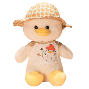 25cm Cute soft duck with cap stuffed doll yellow duck plush toy