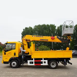 Multi-Functional Truck Crane With Bucket Used In High-altitude Construction Work And Lifting Objects