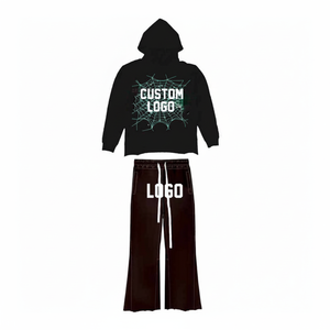 ชุดเสื้อผ้าผู้ชายชุดวอร์มผ้าฝ้าย100% มีฮู้ดชุดวิ่งระบายอากาศได้ดีติดโลโก้ได้ตามต้องการ - Product Image 1