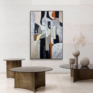 Chất Lượng Cao Bức Tranh Phòng Khách Trang Trí Tường Nghệ Thuật Tùy Chỉnh Ban Đầu Handmade Vải Trắng Bức Tranh Trừu Tượng Hình Học Phong Cách - Product Image 2