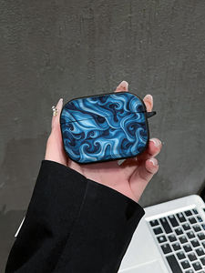 Étui AirPods à motif tourbillon bleu pour AirPods Pro 2 4 3, housse de protection antichoc avec porte-clés - Product Image 3