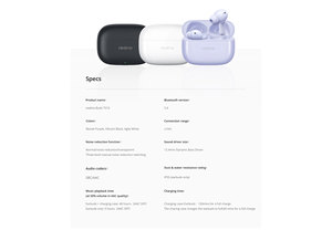 หูฟัง Realme Buds <span class=keywords><strong>T310</strong></span> แบบใส่ในหู พร้อมหน้าจอ LED แสดงสถานะแบตเตอรี่ ระบบตัดเสียงรบกวน ENC กันน้ำระดับ IPX-4 รองรับ V5.4 ไดรเวอร์ขนาด 12.4 มม. - Product Image 6