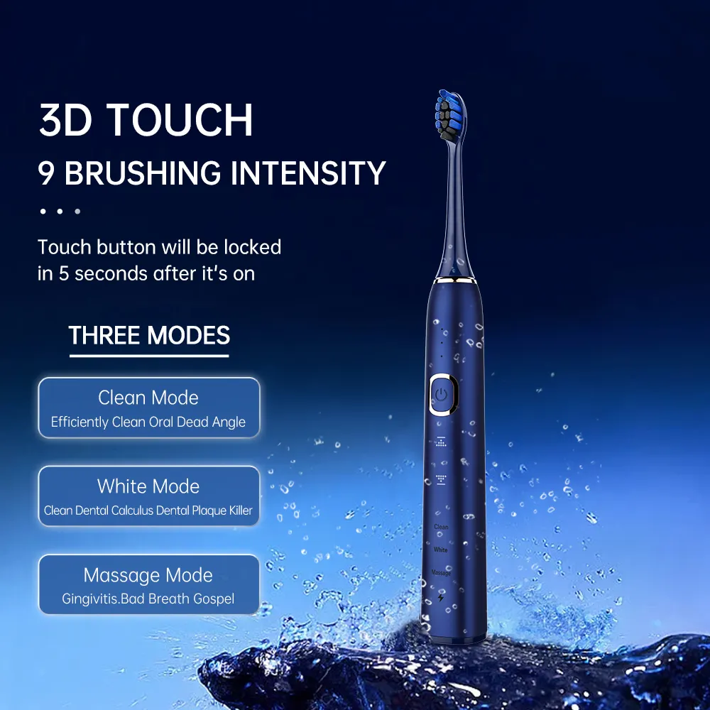 Adult Waterproof Ultrasonic Automatic 3 Mode Powerful USB Rechargeable Tooth Brush Ultrasonic Electric Toothbrush