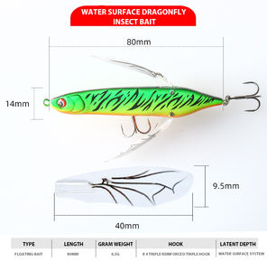Améliorez votre équipement de pêche topwater 8cm leurres de <span class=keywords><strong>surface</strong></span> flottant whopper popper leurres avec hochet popper <span class=keywords><strong>leurre</strong></span> comme une libellule - Product Image 3
