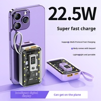 Batterie externe portable haute capacité mini transparente Mecha Wind Line 10000mAh 20W Charge rapide Type-C Blanc