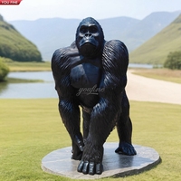 Statue de gorille en Bronze taille réelle, Sculpture de singe en plein air, jardin