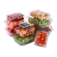Kotak Plastik PET Grosir untuk Blueberry, Model Clamshell Transparan 125g, Wadah Buah untuk Kemasan Raspberry dan Mulberry Segar