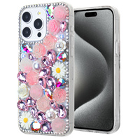 Coque de téléphone KINGSOUL de luxe scintillante entièrement ornée de diamants, antichoc en PC, personnalisable pour femmes, compatible avec les modèles 16/16 Pro/16 Pro Max