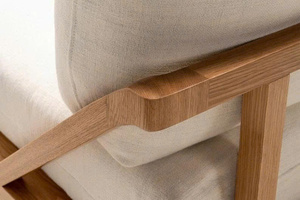 Pour la maison / l'hôtellerie / le mobilier commercial : Canapé 78 style Mid-Century en chêne blanc avec rembourrage en duvet de plumes, sur mesure / fait main - Product Image 3