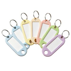 Chaînes en PVC couleur macaron avec anneau fendu pour carte d'identité vierge, étiquette d'identification manuscrite et porte-clés nominatif - Product Image 1