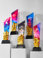 Cadeau d'entreprise personnalisé, trophée en verre de 25 cm, souvenir sportif en cristal, gravure sur cristal, plaque de récompense en cristal